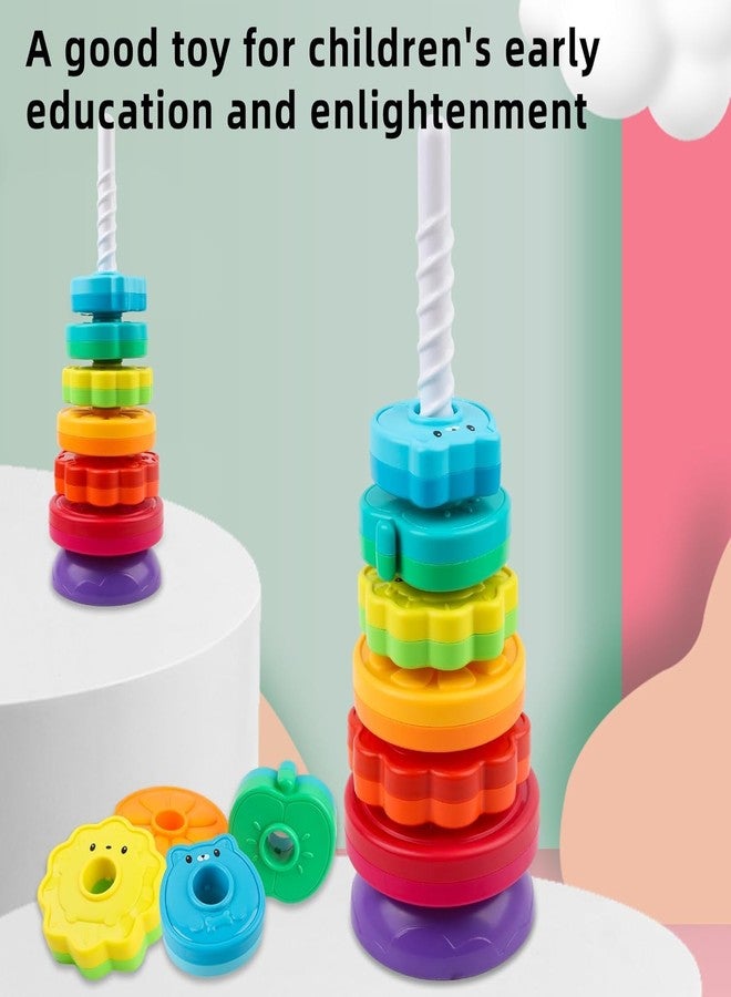 Cable World Baby Spinning Stacking Toys for Toddlers 1-3, Rainbow Ring Stacker Montessori Toys for Babies, 1 2 3 One Year Old Girl Boy Christmas Birthday Gifts, Autism Sensory Learning Toy - Image 5